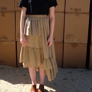 Correll Correll Beige Tan Rosch layered asymmetrical Midi Skirt